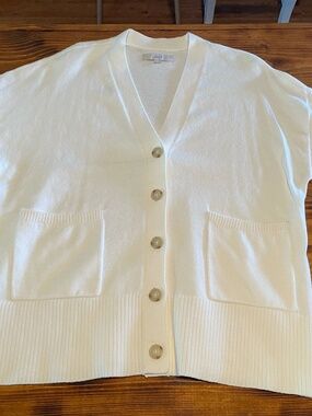 Loft V-Neck Cream XL button up Cardigan Sweater